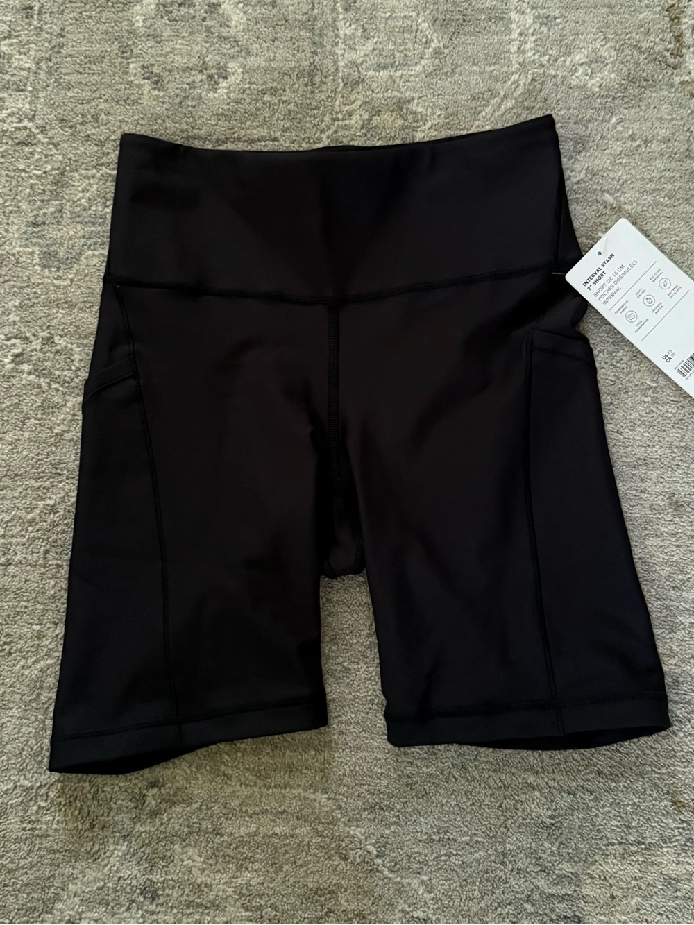 NEW Athleta Interval Stash 7” High-Waist Black Women's Bike Shorts XS
